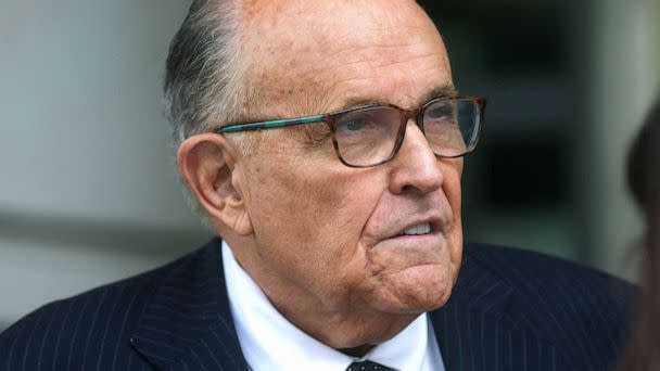 PHOTO: Former New York City Mayor Rudy Giuliani, an attorney for former President Donald Trump during challenges to the 2020 election results, exits U.S. District Court after attending a hearing at the federal courthouse in Washington, D.C., May 19, 2023. (Leah Millis/Reuters, FILE)