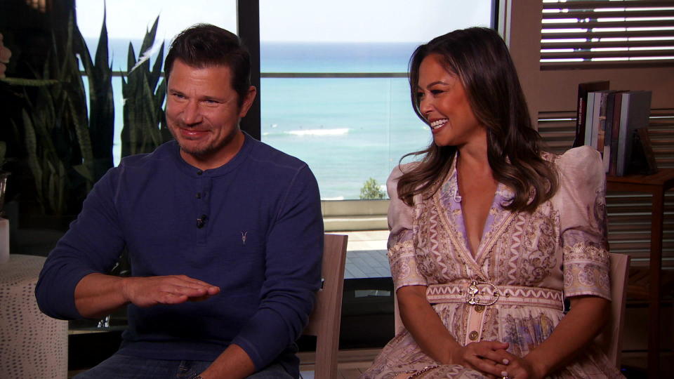 Nick and Vanessa Lachey, the husband-and-wife hosts of the dating series 