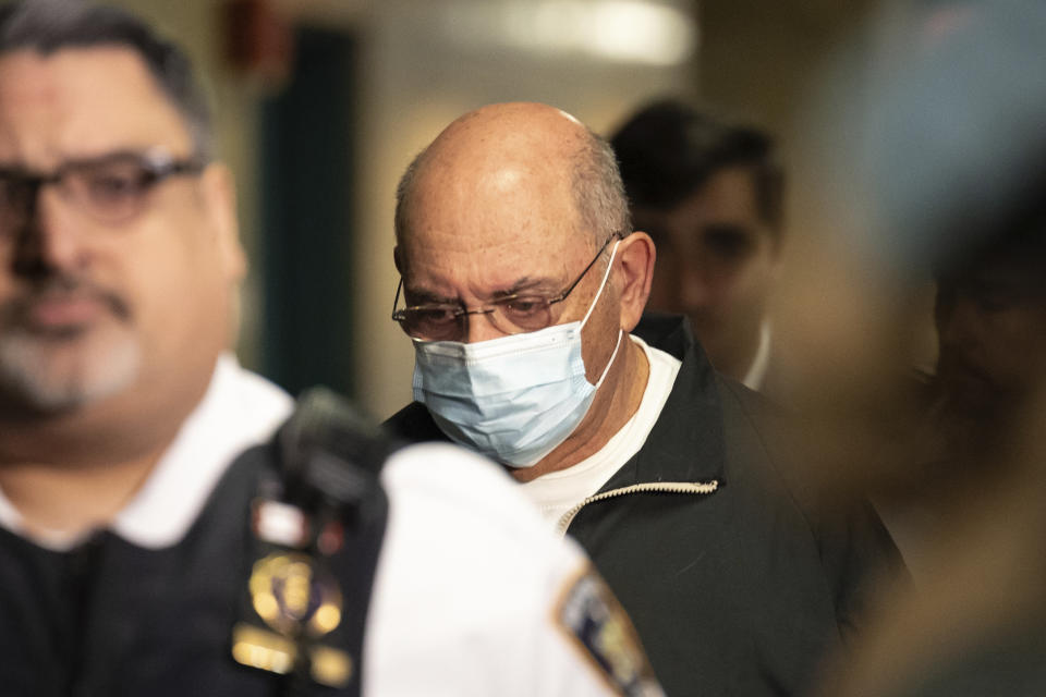 Allen Weisselberg, a former longtime executive in Donald Trump’s real estate empire, arrives at the court in New York, Wednesday, April. 10, 2024. Weisselberg is set to be sentenced for lying under oath in the ex-president’s New York civil fraud case. (AP Photo/Yuki Iwamura)