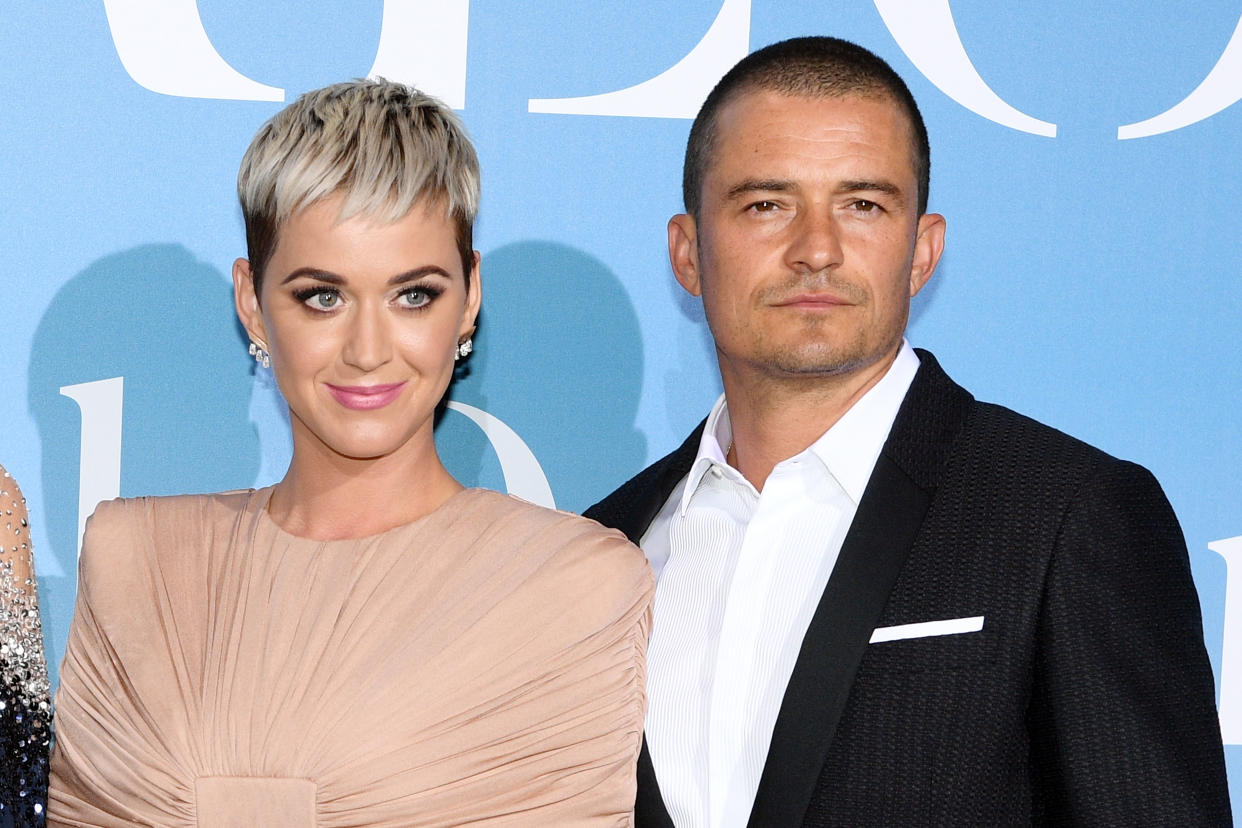 MONTE-CARLO, MONACO - SEPTEMBER 26: Orlando Bloom and Katy Perry attend the Gala for the Global Ocean hosted by H.S.H. Prince Albert II of Monaco at Opera of Monte-Carlo on September 26, 2018 in Monte-Carlo, Monaco.  (Photo by Daniele Venturelli/Daniele Venturelli/ Getty Images)