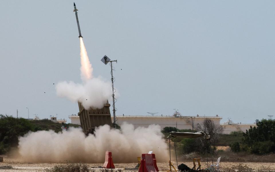 An Israeli Iron Dome air defence system launches a missile to intercept rockets fired from the Gaza Strip - JACK GUEZ 