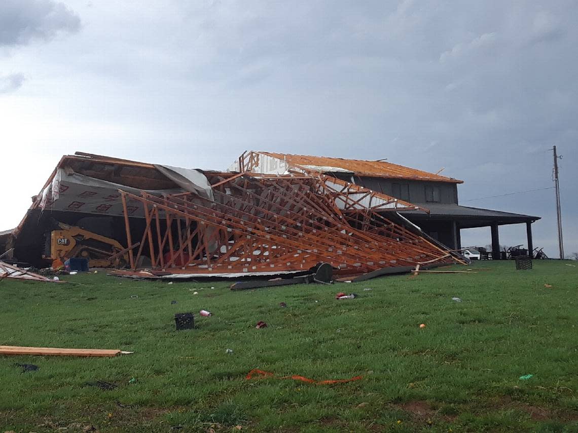 A home was destroyed in Nelson County after storms ripped through much of Central Kentucky on April 2, 2024.