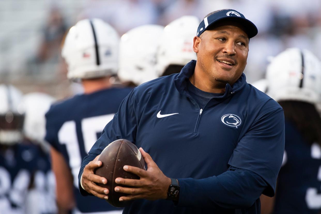 Co-offensive coordinator and running backs coach Ja'Juan Seider will run the Penn State offense, along with assistant Ty Howle, for the rest of the 2023 season. Could Seider be a top candidate as the permanent replacement?
