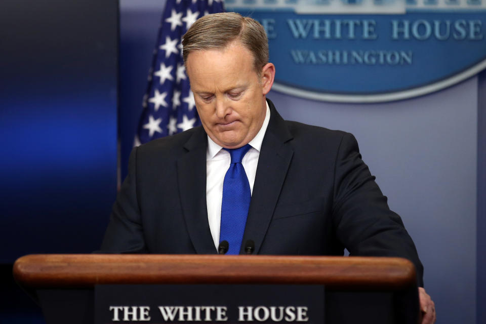 Then-White House press secretary Sean Spicer sparked outrage when he inexplicably&nbsp;compared the mass murders committed by Nazi Germany and the current Syrian regime. (Photo: Carlos Barria/Reuters)