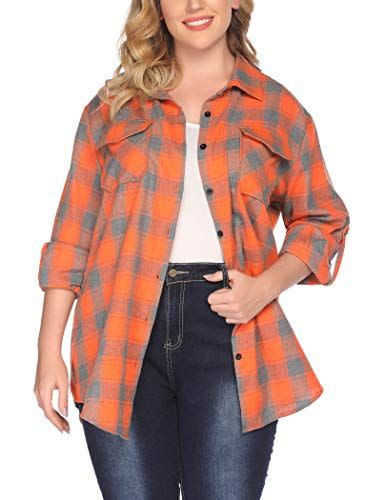 7) Plus-Size Flannel Plaid Shirt