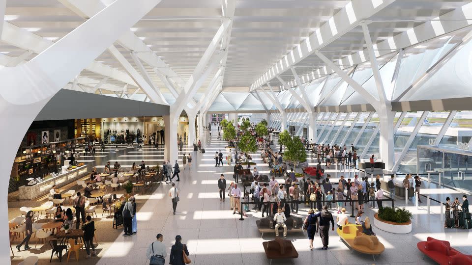 According to the architects, the new 50,000-square-meter terminal (pictured here in a rendering) will be able to handle more than 5.9 million international passengers a year. - Rafael Viñoly Architects