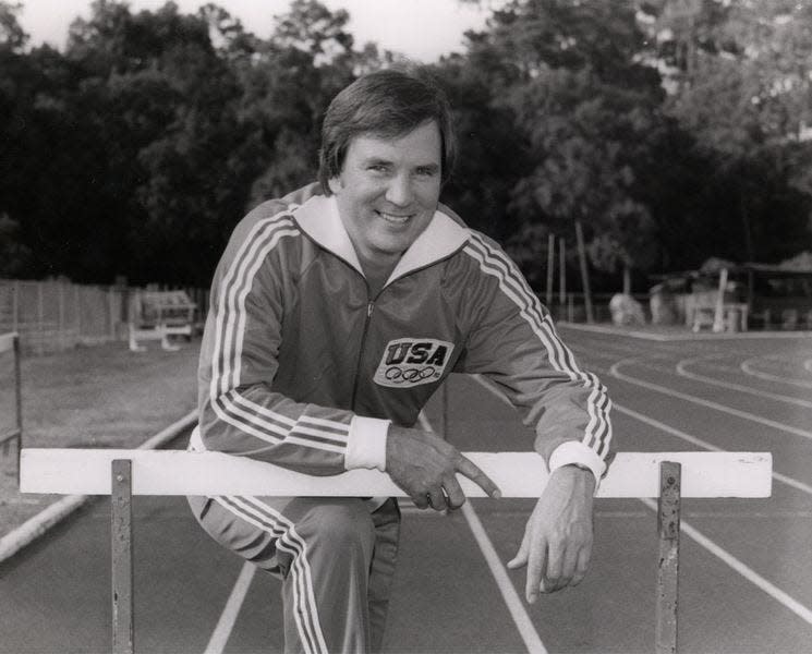 The track at the new Alachua County Sports and Events Center in Celebration Pointe was dedicated on Saturday in honor of the late Jimmy Carnes, the former head track coach at the University of Florida.