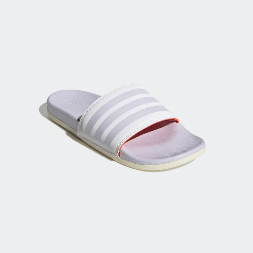 Purple and white slides with purple base.