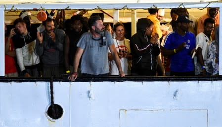 Spanish rescue ship Open Arms with migrants on board arrives in Lampedusa