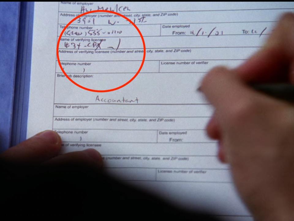 Will's job application on "Glee."