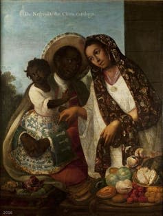<span class="caption">De negro e india, china cambuja, by Miguel Cabrera (1695–1768).</span> <span class="attribution"><a class="link " href="https://commons.wikimedia.org/wiki/File:De_negro_e_india,_china_cambuja.jpg" rel="nofollow noopener" target="_blank" data-ylk="slk:Museum of the Americas;elm:context_link;itc:0;sec:content-canvas">Museum of the Americas</a></span>