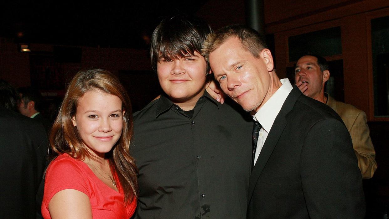 Actor Kevin Bacon (R) and children Sosie and Travis attend the "Death Sentence" premiere after party