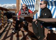 Russian President Vladimir Putin (L) and Prime Minister Dmitry Medvedev chat during their visit to the "Laura" cross country ski and biathlon centre in the resort of Krasnaya Polyana near Sochi January 3, 2014. REUTERS/Alexei Nikolskiy/RIA Novosti/Kremlin (RUSSIA - Tags: POLITICS SPORT OLYMPICS) ATTENTION EDITORS - THIS IMAGE HAS BEEN SUPPLIED BY A THIRD PARTY. IT IS DISTRIBUTED, EXACTLY AS RECEIVED BY REUTERS, AS A SERVICE TO CLIENTS