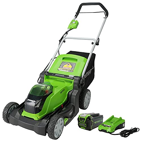 Greenworks 40V 17-Inch Cordless Lawn Mower, 4Ah Battery and Charger, MO40B411