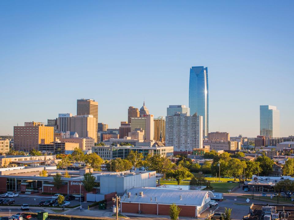 The skyline of Oklahoma City.