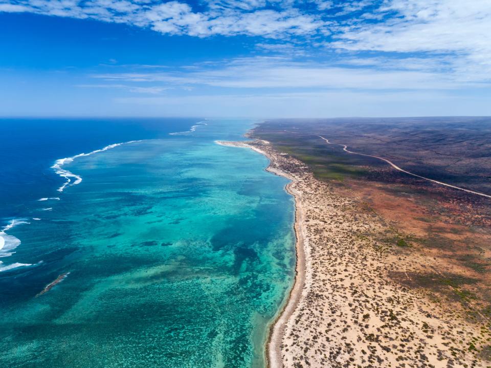An aerial view of the sea at Exmouth, Australia.