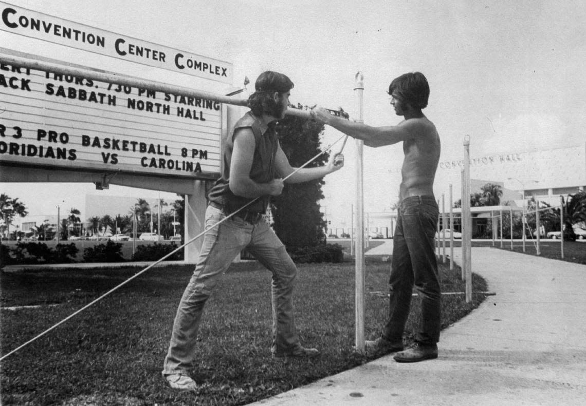 Miami Beach Convention Hall gets ready for a Black Sabbath concert in March 1972.