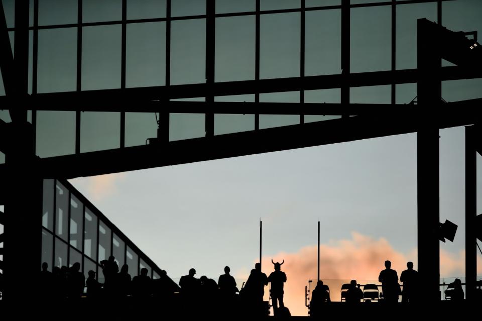 <p>Fans look on during the first quarter of the game between the Minnesota Vikings and the Los Angeles Rams on September 1, 2016 at US Bank Stadium in Minneapolis, Minnesota. (Photo by Hannah Foslien/Getty Images) </p>