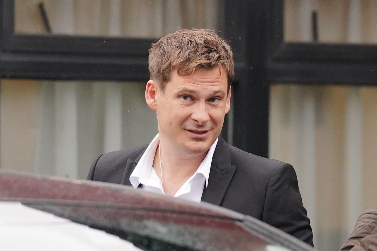 Blue singer Lee Ryan arrives at Ealing Magistrates' Court in London, charged with abusing and assaulting a member of the crew onboard a British Airways flight and assaulting a police officer at London City airport in July. Picture date: Thursday January 12, 2023. (Photo by Jonathan Brady/PA Images via Getty Images)