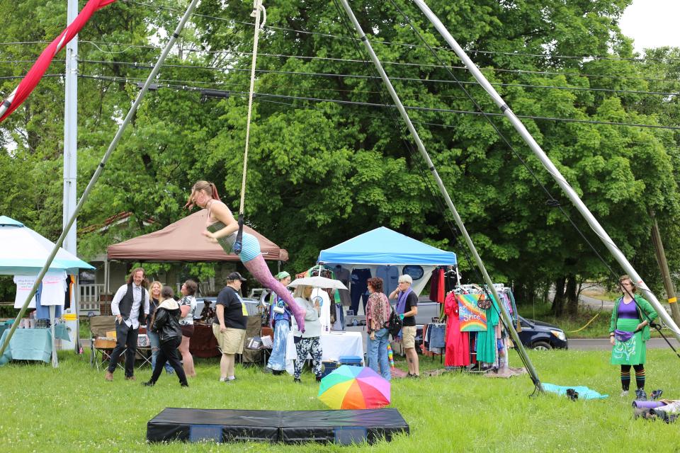 Dragonfly Aerial Circus Arts Studio entertained Vestival guests in 2022 and will be returning for the May 13, 2023 event.