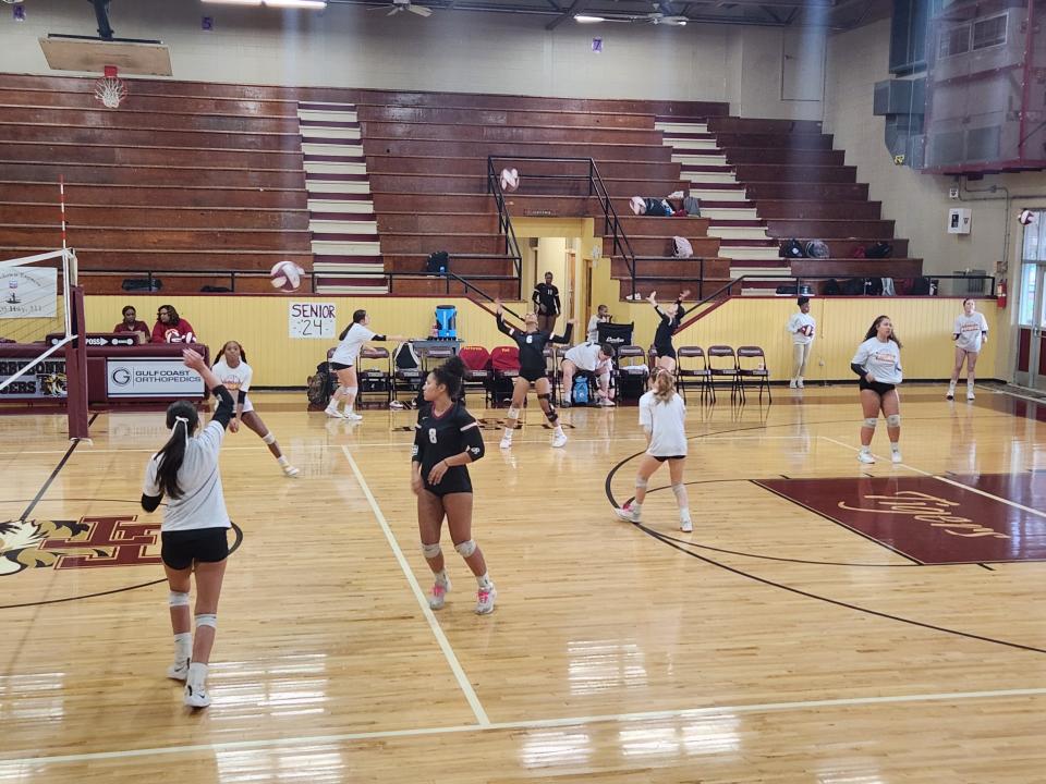 Terrebonne volleyball warms up before the LHSAA playoffs opener against C.E. Byrd.