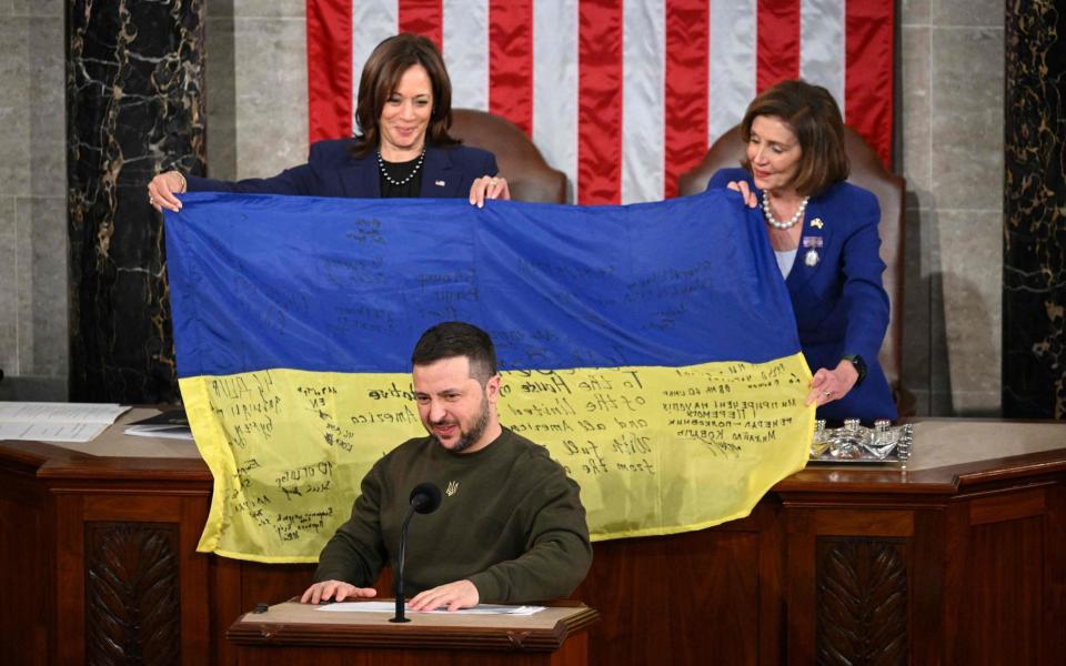 Ukraine's President Volodymyr Zelensky addresses the US Congress 