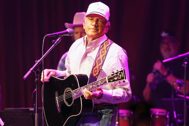 <p>Jason Kempin/Getty</p> George Strait performs during the Keith Gattis Tribute Show at Brooklyn Bowl Nashville on Nov. 28, 2023