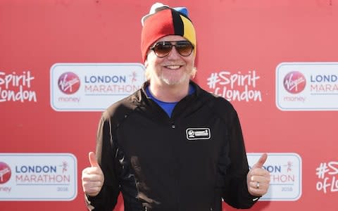 Chris Evans posed at the beginning of the marathon - Credit:  Justin Goff/goffphotos.com