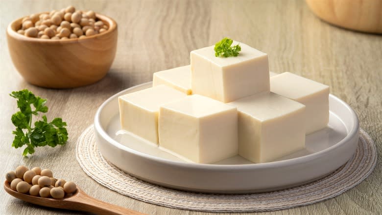 Cubes of soft tofu