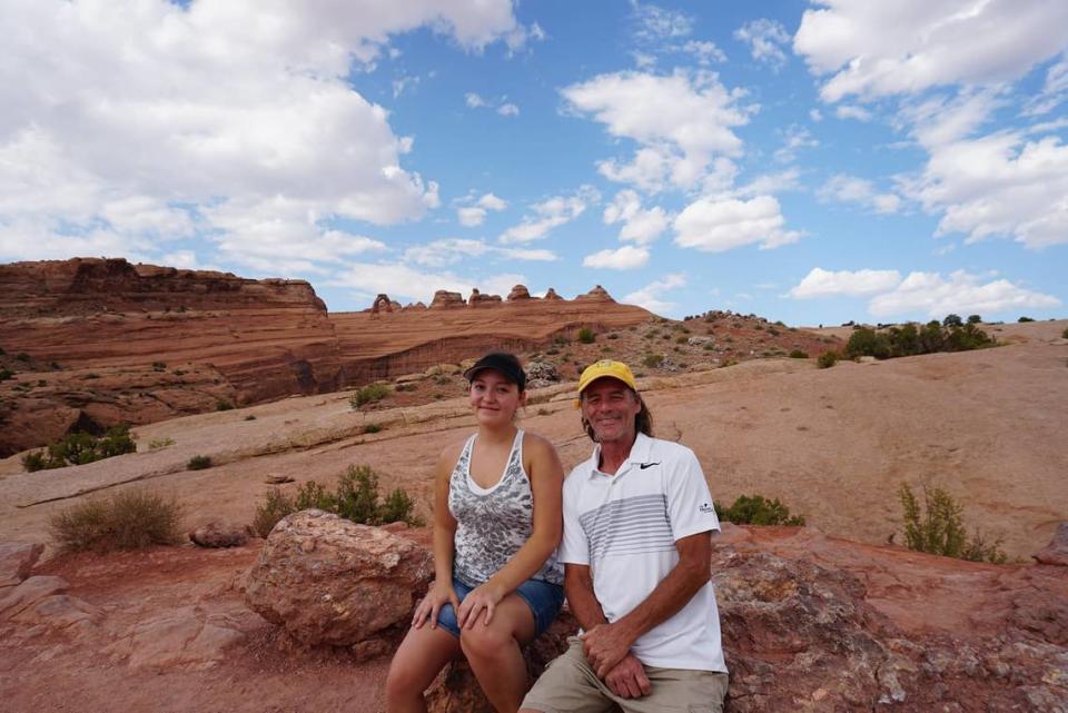 Anya with her father, Ray Brunett III, photographed in Utah last year.