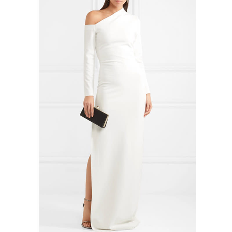 <p><a rel="nofollow noopener" href="https://rstyle.me/~af0Od" target="_blank" data-ylk="slk:Solace London Liva Asymmetric Stretch Crepe Gown;elm:context_link;itc:0;sec:content-canvas" class="link ">Solace London Liva Asymmetric Stretch Crepe Gown</a>, $600</p> <p> <strong>Related Articles</strong> <ul> <li><a rel="nofollow noopener" href="http://thezoereport.com/fashion/style-tips/box-of-style-ways-to-wear-cape-trend/?utm_source=yahoo&utm_medium=syndication" target="_blank" data-ylk="slk:The Key Styling Piece Your Wardrobe Needs;elm:context_link;itc:0;sec:content-canvas" class="link ">The Key Styling Piece Your Wardrobe Needs</a></li><li><a rel="nofollow noopener" href="http://thezoereport.com/beauty/makeup/heres-exactly-long-keep-beauty-products/?utm_source=yahoo&utm_medium=syndication" target="_blank" data-ylk="slk:Here's Exactly How Long To Keep Your Beauty Products;elm:context_link;itc:0;sec:content-canvas" class="link ">Here's <i>Exactly</i> How Long To Keep Your Beauty Products</a></li><li><a rel="nofollow noopener" href="http://thezoereport.com/beauty/skincare/home-microneedling-tool-selling-like-crazy/?utm_source=yahoo&utm_medium=syndication" target="_blank" data-ylk="slk:This At-Home Microneedling Tool Is Selling Like Crazy;elm:context_link;itc:0;sec:content-canvas" class="link ">This At-Home Microneedling Tool Is Selling Like Crazy</a></li> </ul> </p>