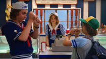 <p> After Dustin was away at a summer camp for some time, he returns and heads to the Starcourt Mall, going to Scoops Ahoy to find Steve. When he first runs into Robin, Steve ends up coming out from the back, looking excited as all heck, and does his special handshake with him to commemorate the moment.&#xA0; </p> <p> I mean, do I&#xA0;<em>need&#xA0;</em>to tell you why this moment is awesome? The actors have such great chemistry and really sell this moment of two friends reuniting after weeks of being apart. What really puts the cherry on top is Maya Hawke&#x2019;s excellent acting and sarcasm as Robin to him right after, asking how many child friends he has.&#xA0; </p>