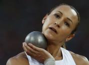 Jessica Ennis-Hill of Britain competes in the shot put event of the women's heptathlon during the 15th IAAF World Championships at the National Stadium in Beijing, China, August 22, 2015. REUTERS/Phil Noble