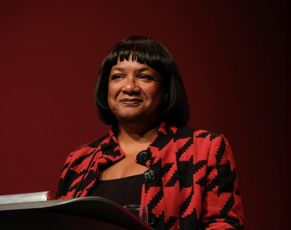Diane Abbott, the former shadow home secretary, delivers her speech on day three of the Labour Party Conference on September 25 2018 in Liverpool (Getty Images)
