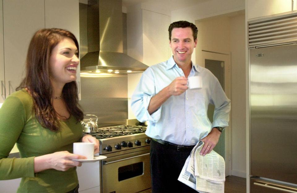 Kimberly Guilfoyle and Gavin Newsom at home