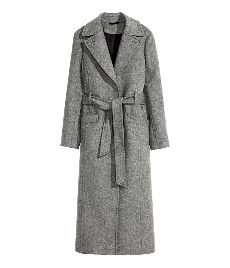 H&M Wool-Blend Coat in Dark Gray Melange