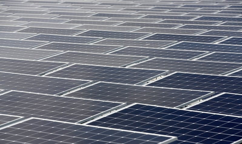 FILE PHOTO: General view of floating photovoltaic solar panels