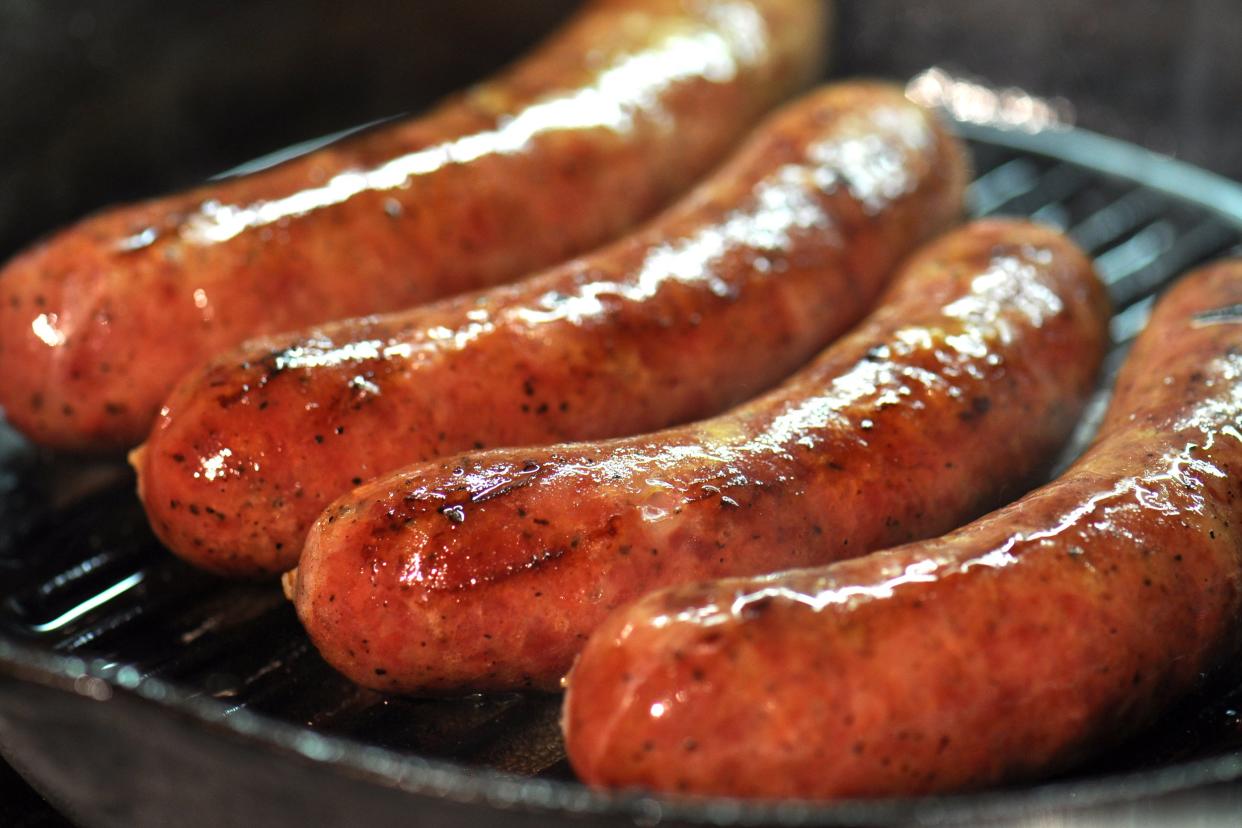 sausages on grill