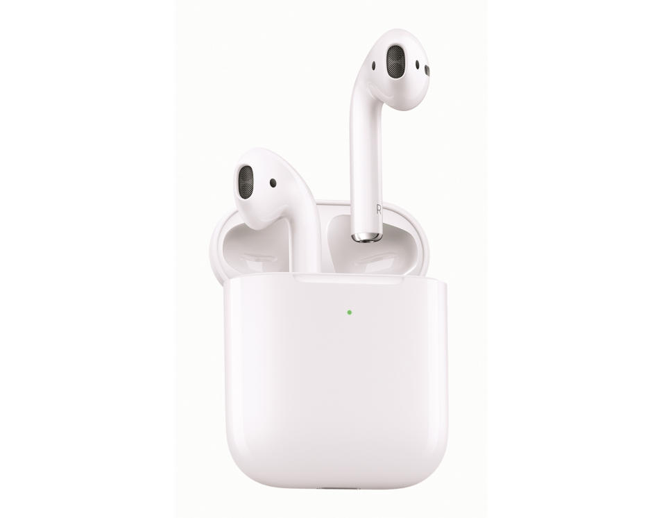 This image released by Apple shows a set of Apple AirPods, the perfect option for the TV binger on your gift list. (Apple via AP)