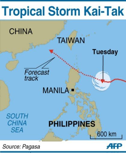 Map showing the path of Tropical Storm Kai-Tak