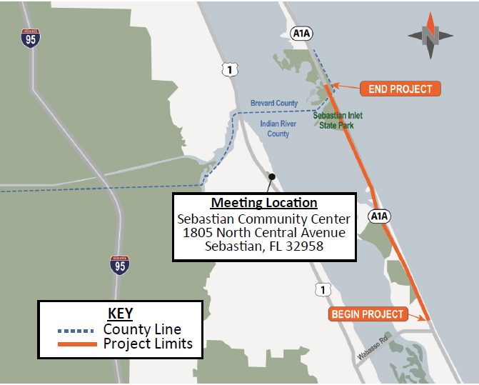 Map of project to replace Sebastian Inlet Bridge