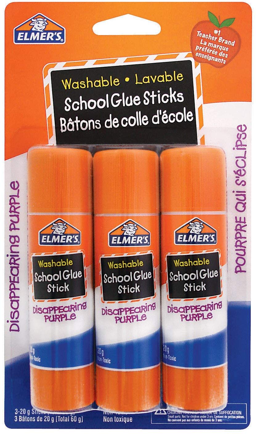 Elmer’s Disappearing Purple School Glue Stick, 3-Pack