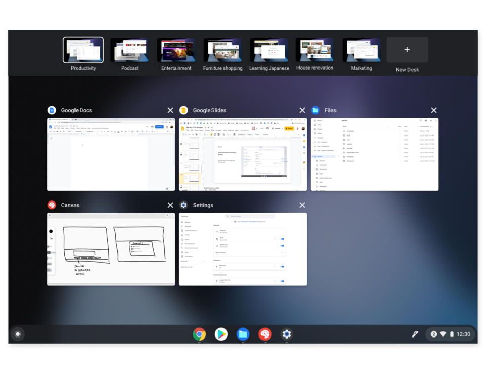 <p>Chrome OS 10th birthday update images support for up to eight Desks and a new overview mode</p>
