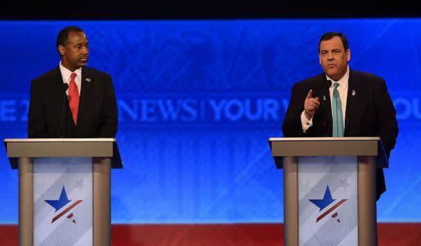 PHOTO: FILE - Chris Christie, left, participate in the Republican Presidential Candidates Debate, Feb. 6, 2016 at St. Anselm's College Institute of Politics in Manchester, New Hampshire. (Jewel Samad/AFP via Getty Images, FILE)