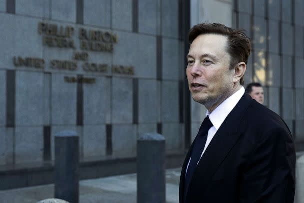PHOTO: Elon Musk departs the Phillip Burton Federal Building and United States Court House in San Francisco, on Jan. 24, 2023. (Benjamin Fanjoy/AP)