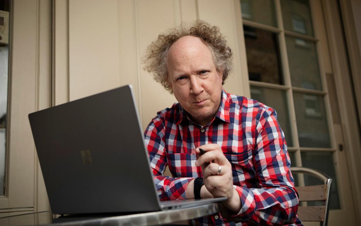 Comedian Andy Zaltzman around Greensmiths Supermarket & Cafe, Waterloo, London, June 2022