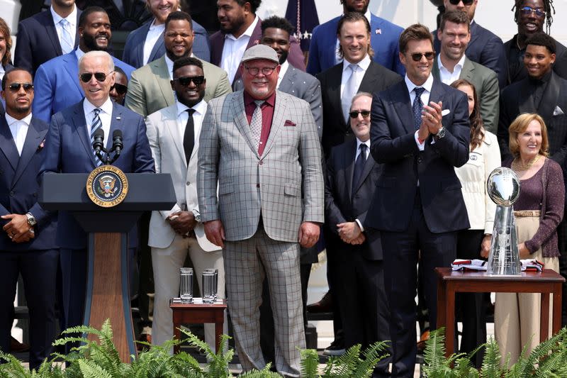 U.S. President Biden welcomes Super Bowl champion Tampa Bay Buccaneers at the White House