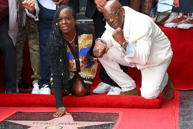 <p>Photo by Leon Bennett/Getty Images</p> (L-R) Sekyiwa 'Set' Shakur and Mopreme Shakur attend the ceremony honoring Tupac Shakur with a posthumous Star on The Hollywood Walk Of Fame on June 07, 2023 in Hollywood, California.