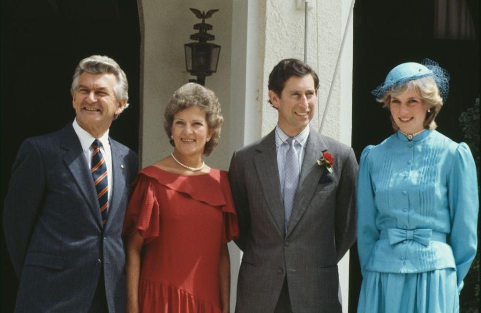 <p>The Prince and Princess of Wales meet Prime Minister Bob Hawke and his wife Hazel in Canberra, Australia.<br></p>