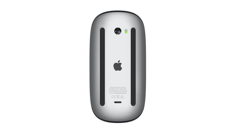 apple magic mouse 2 in black underside view